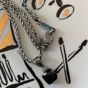 Effy 925 Sterling Silver Onyx & Diamond Pendant